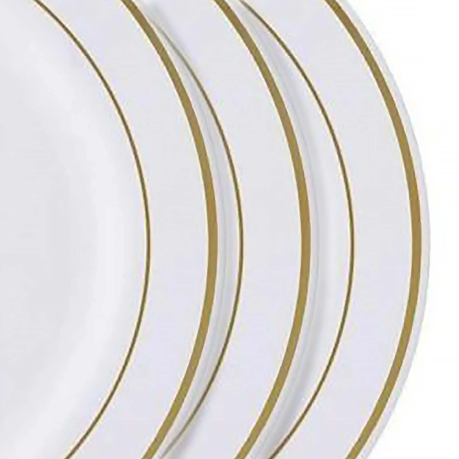 10 Pack 6" Très Chic Gold Rim White Disposable Salad Plates, Plastic Dessert Appetizer Plates