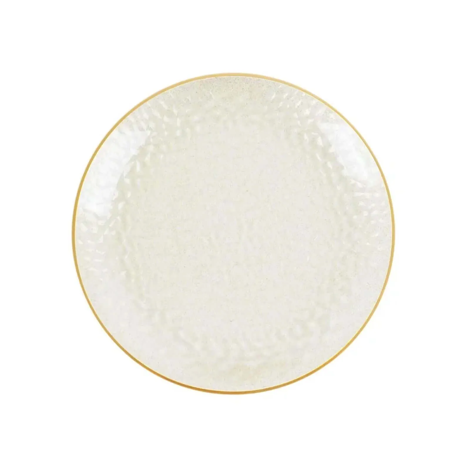 10 Pack Gold Glitter Clear Hammered Disposable Salad Plates, 7" Round Disposable Appetizer Dessert Plates With Gold Rim