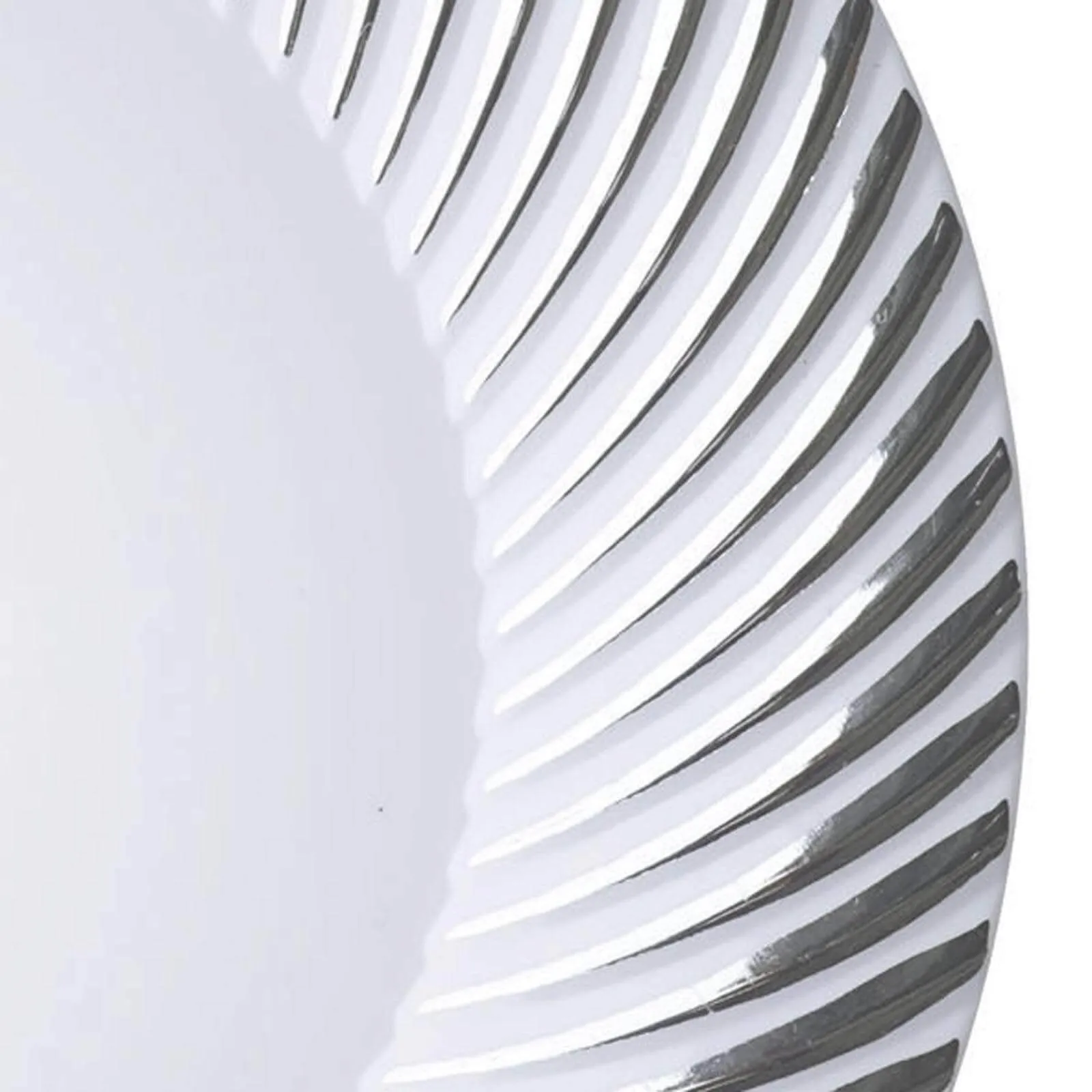 10 Pack White Plastic Party Plates with Silver Swirl Rim, 9" Round Disposable Dinner Plates