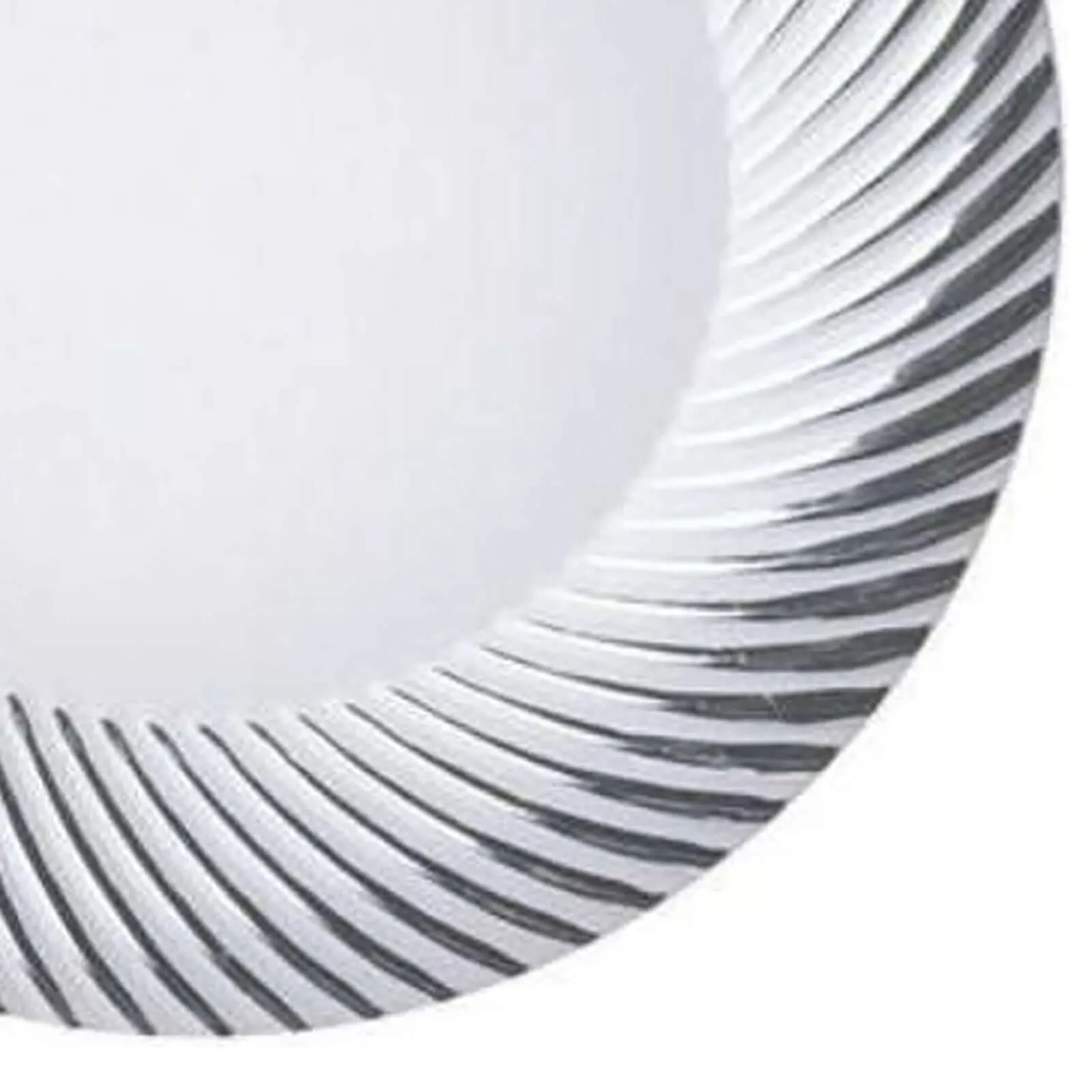 10 Pack White Plastic Party Plates with Silver Swirl Rim, 9" Round Disposable Dinner Plates