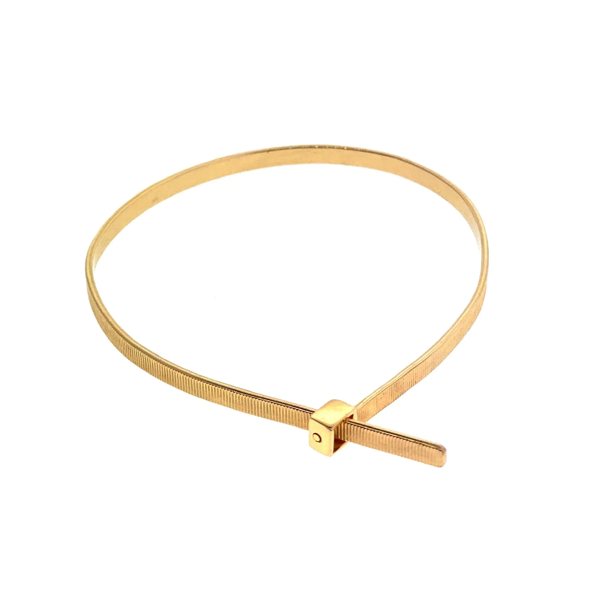 14k Gold Handcuff Cable Zip Tie Bracelet