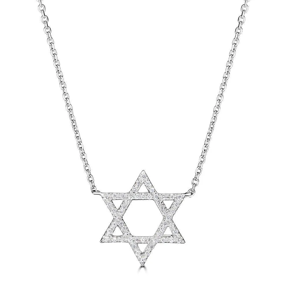 14KT GOLD 0.15 CTW DIAMOND STAR OF DAVID NECKLACE