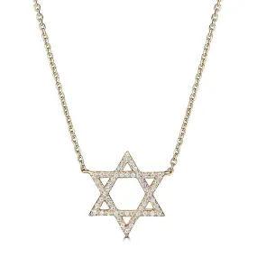 14KT GOLD 0.15 CTW DIAMOND STAR OF DAVID NECKLACE