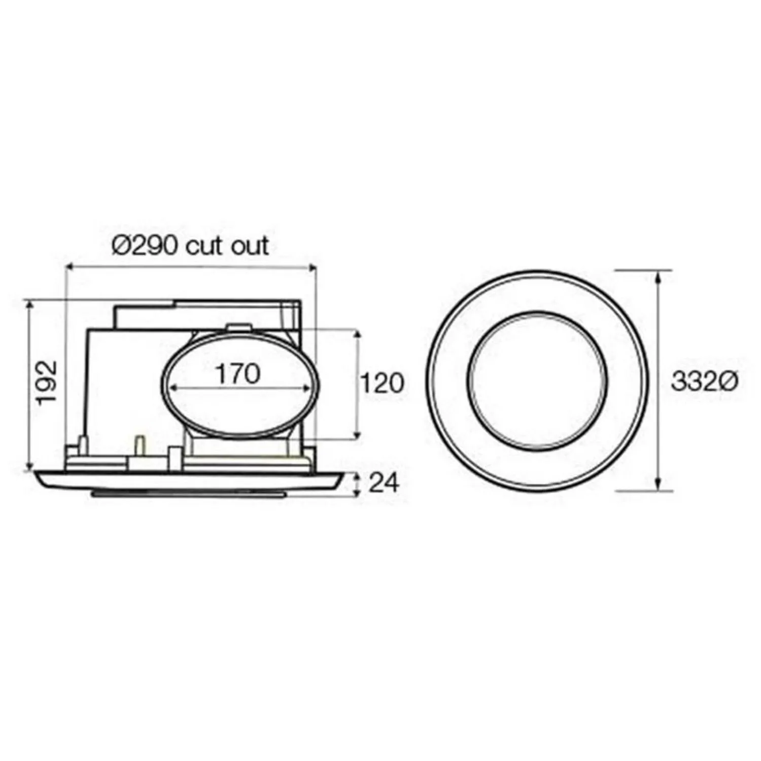 288m³/hr Rapid Response 250 Ducted Ceiling Exhaust Fan w Grille