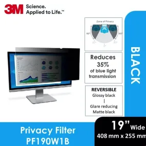 3M PF190W1B Privacy Filter Widescreen (255.2 mm X 408.0 mm) 6147