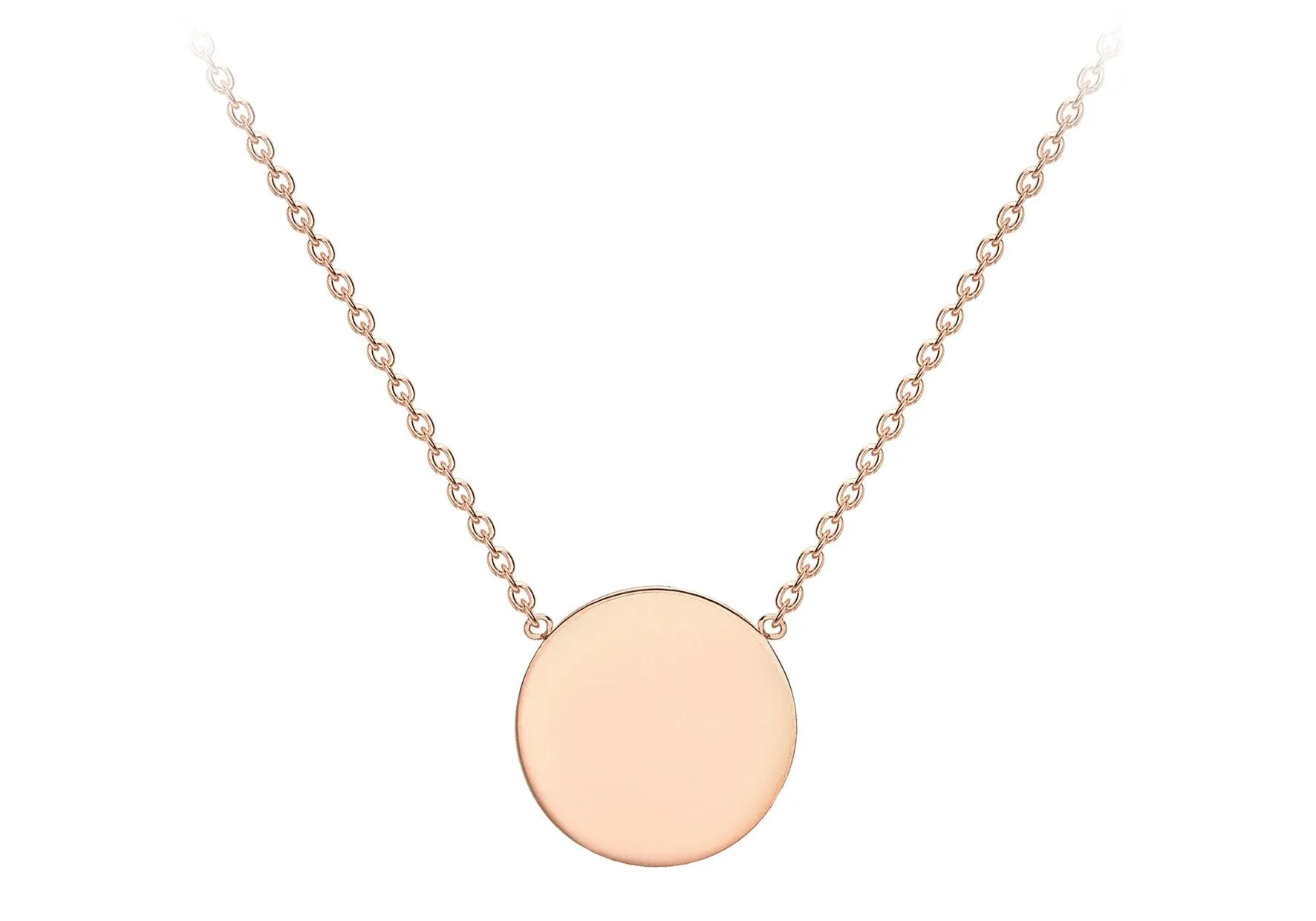 9K Rose Gold Solid 10mm Disc Adjustable Necklace