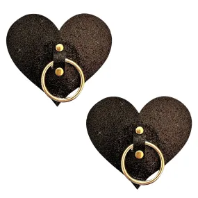 After Midnight Black Glitter Gold Hoop I Heart U Nipple Cover Pasties