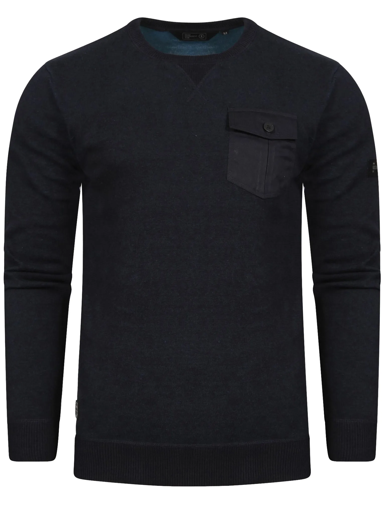 Aluminium Knitted Jumper with Pocket in Dark Navy - Dissident