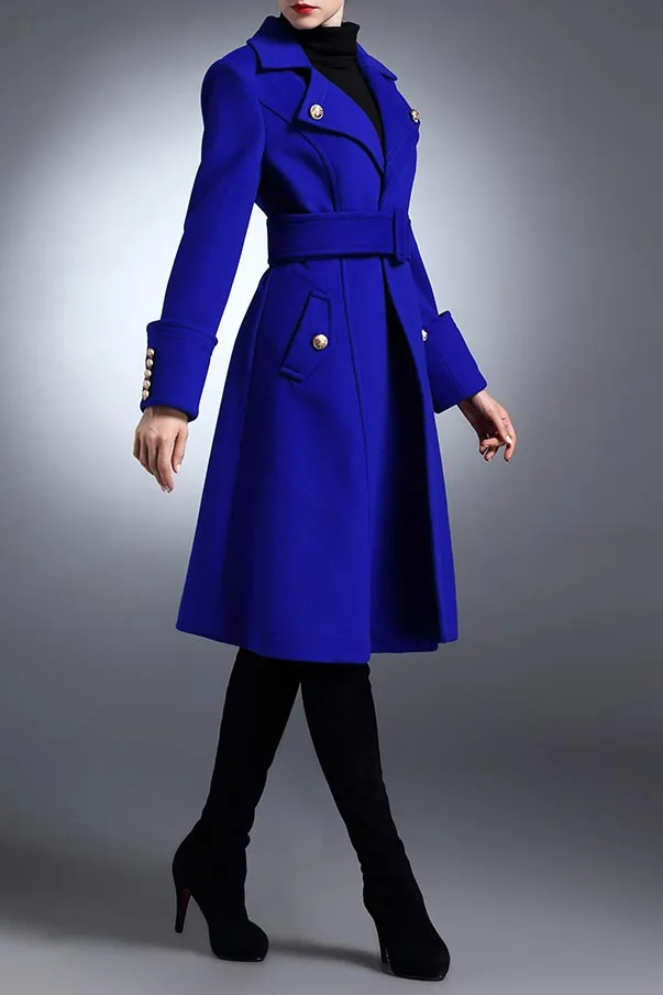 Andrea Royal Blue Winter Wool Coat