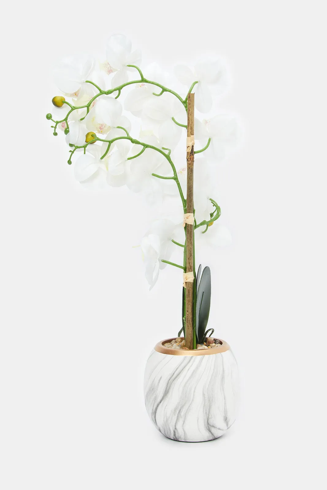 Artificial Orchid In Ceramic Marble Vase