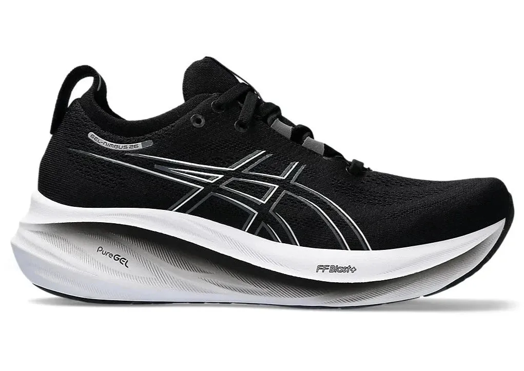 Asics Gel Nimbus 26 (D Width) - Black/ Graphite Grey (Womens)