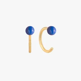 Baby Ball Navy Blue Huggie Earrings