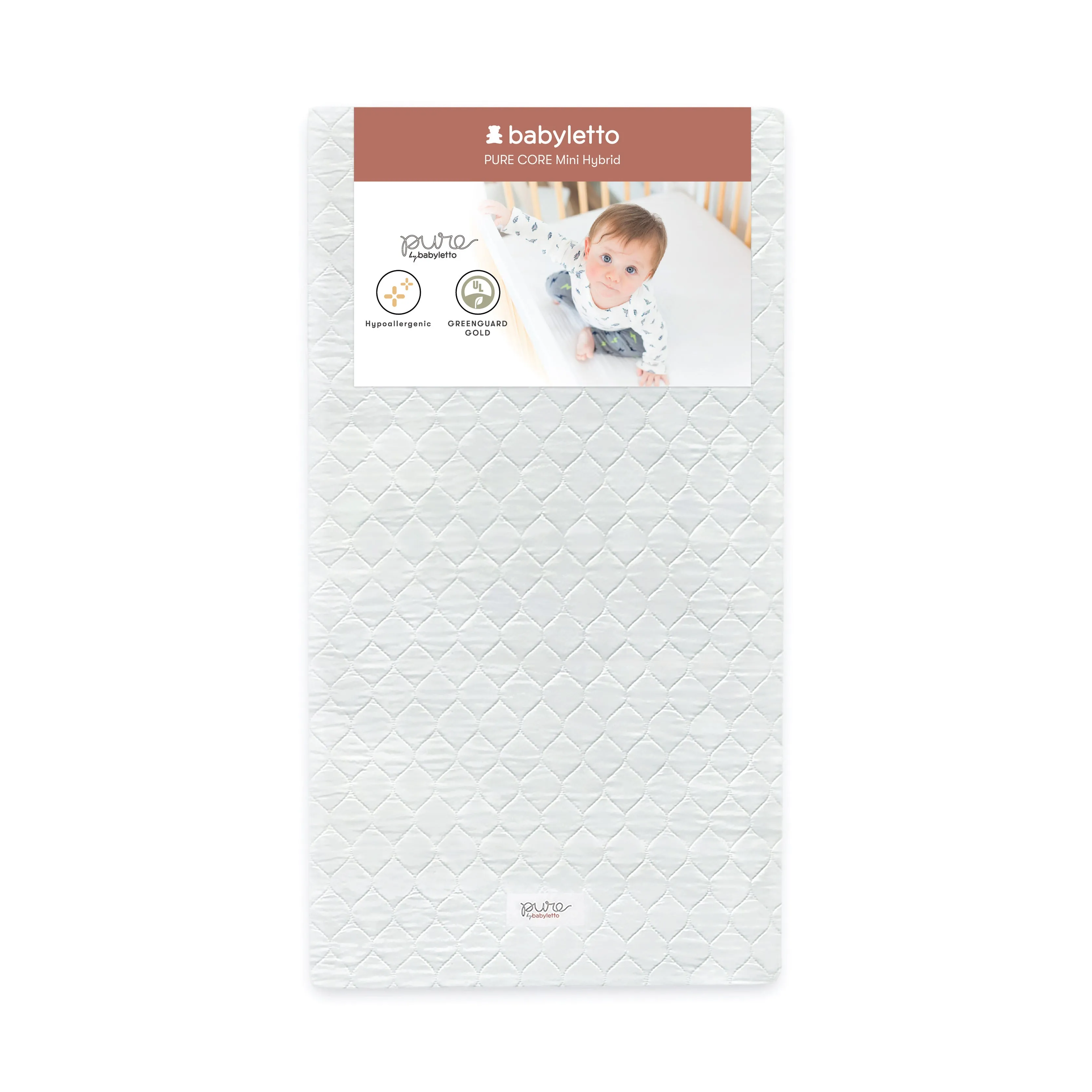 Babyletto Pure Core Mini Crib Mattress with Hybrid Quilted Waterproof Cover