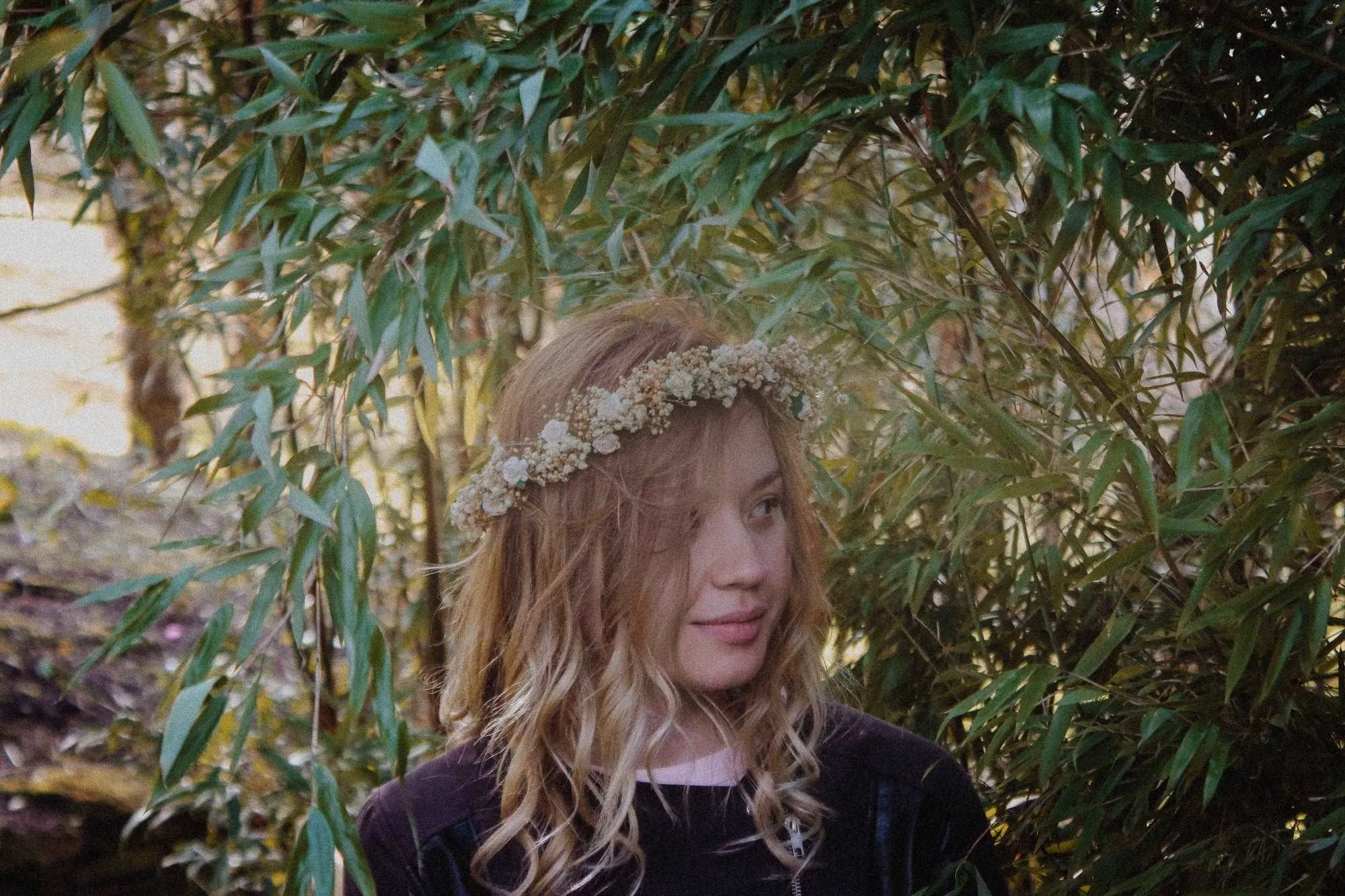 Baby's Breath and Ivory Dainty Roses Crown, Dainty Wreath, Dainty Rose Crown, Dainty Dried Flower Wreath, Whimsical Forest Crown