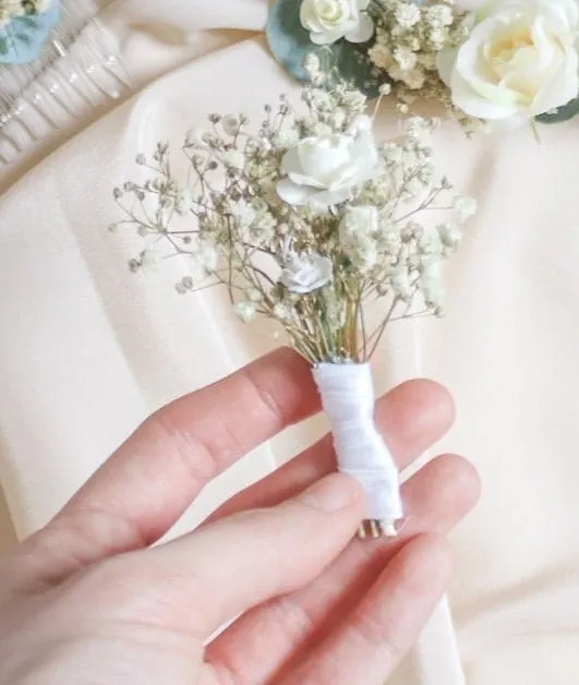 Baby's Breath and Ivory Dainty Roses Crown, Dainty Wreath, Dainty Rose Crown, Dainty Dried Flower Wreath, Whimsical Forest Crown