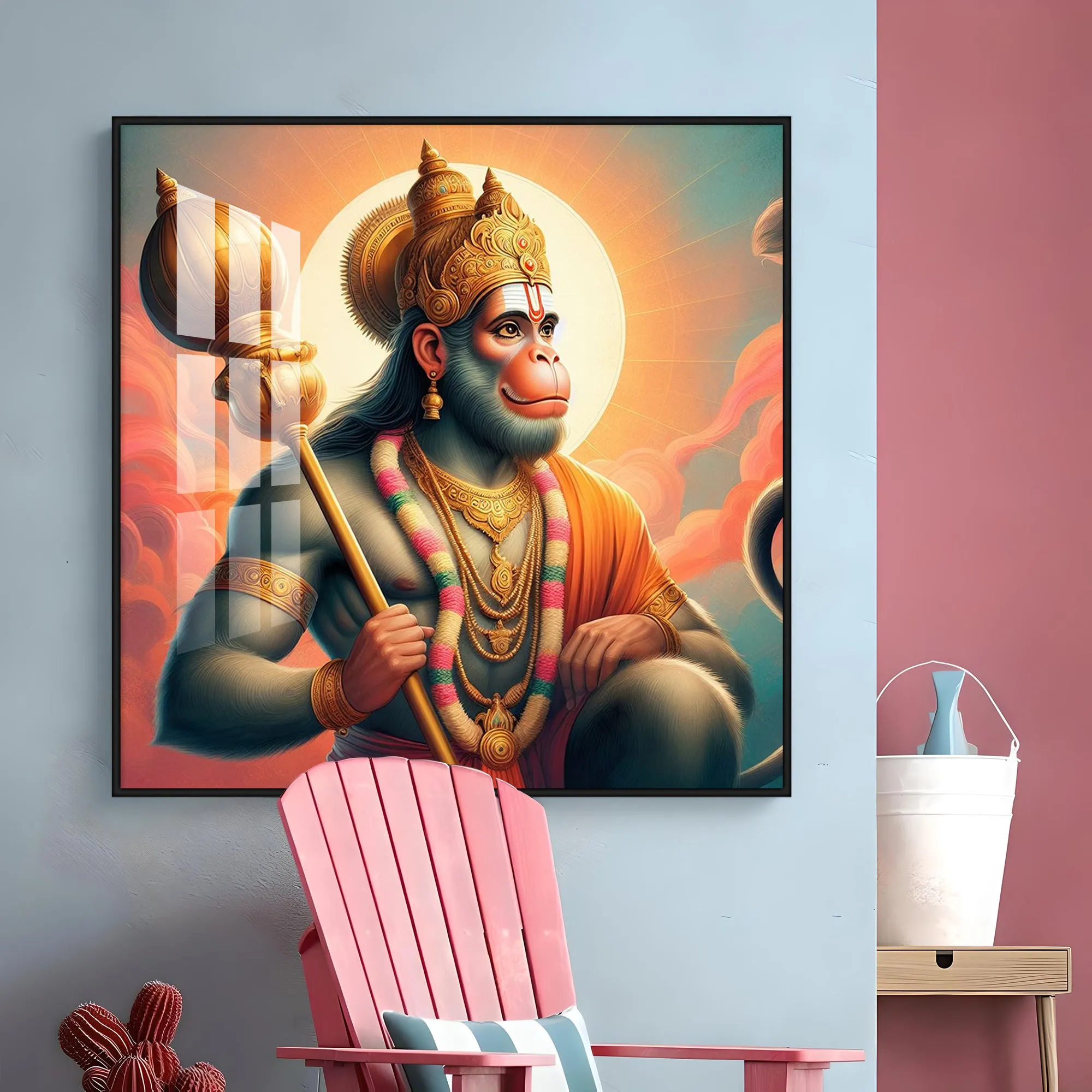 Bajrang Bali Premium Acrylic Square Wall Art