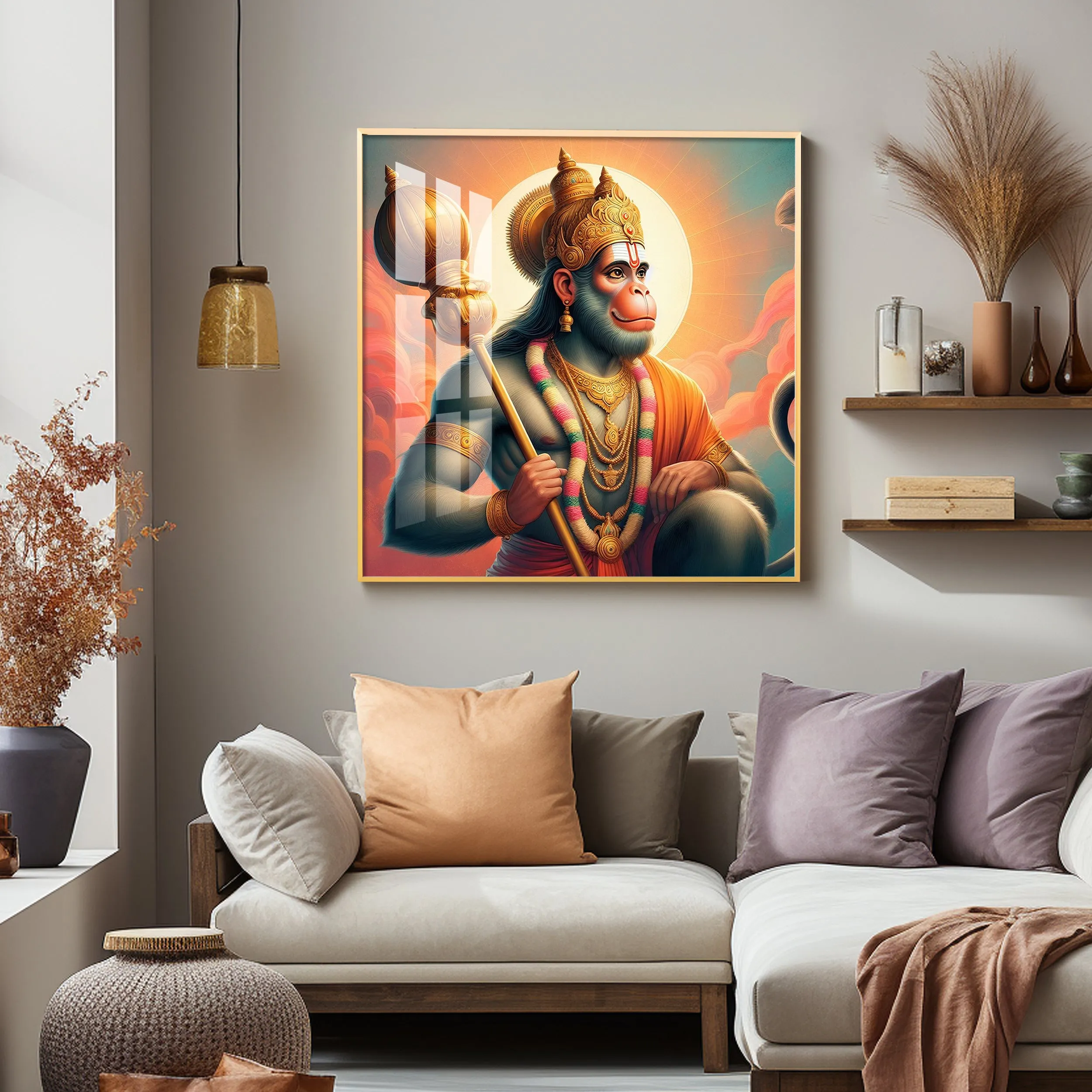 Bajrang Bali Premium Acrylic Square Wall Art