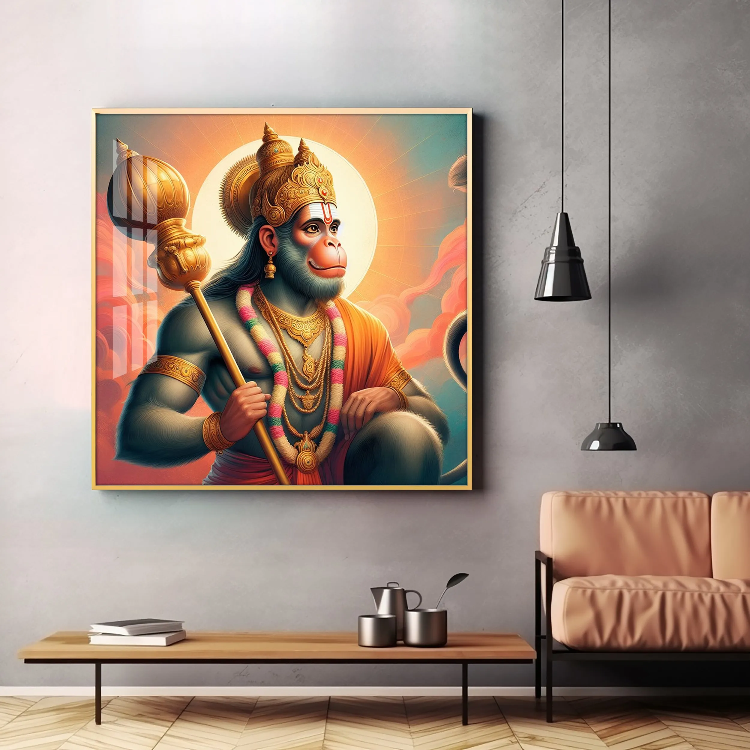 Bajrang Bali Premium Acrylic Square Wall Art