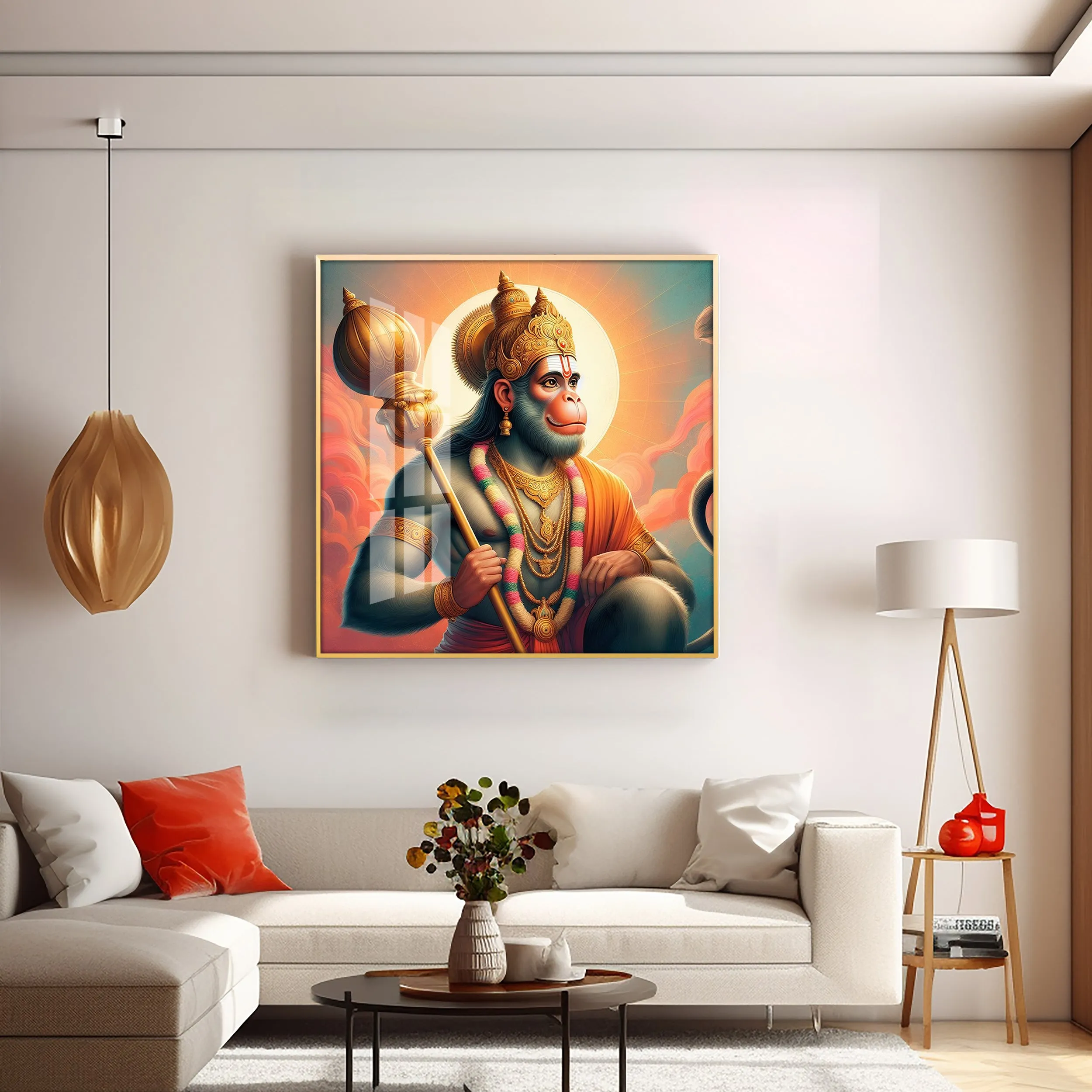 Bajrang Bali Premium Acrylic Square Wall Art