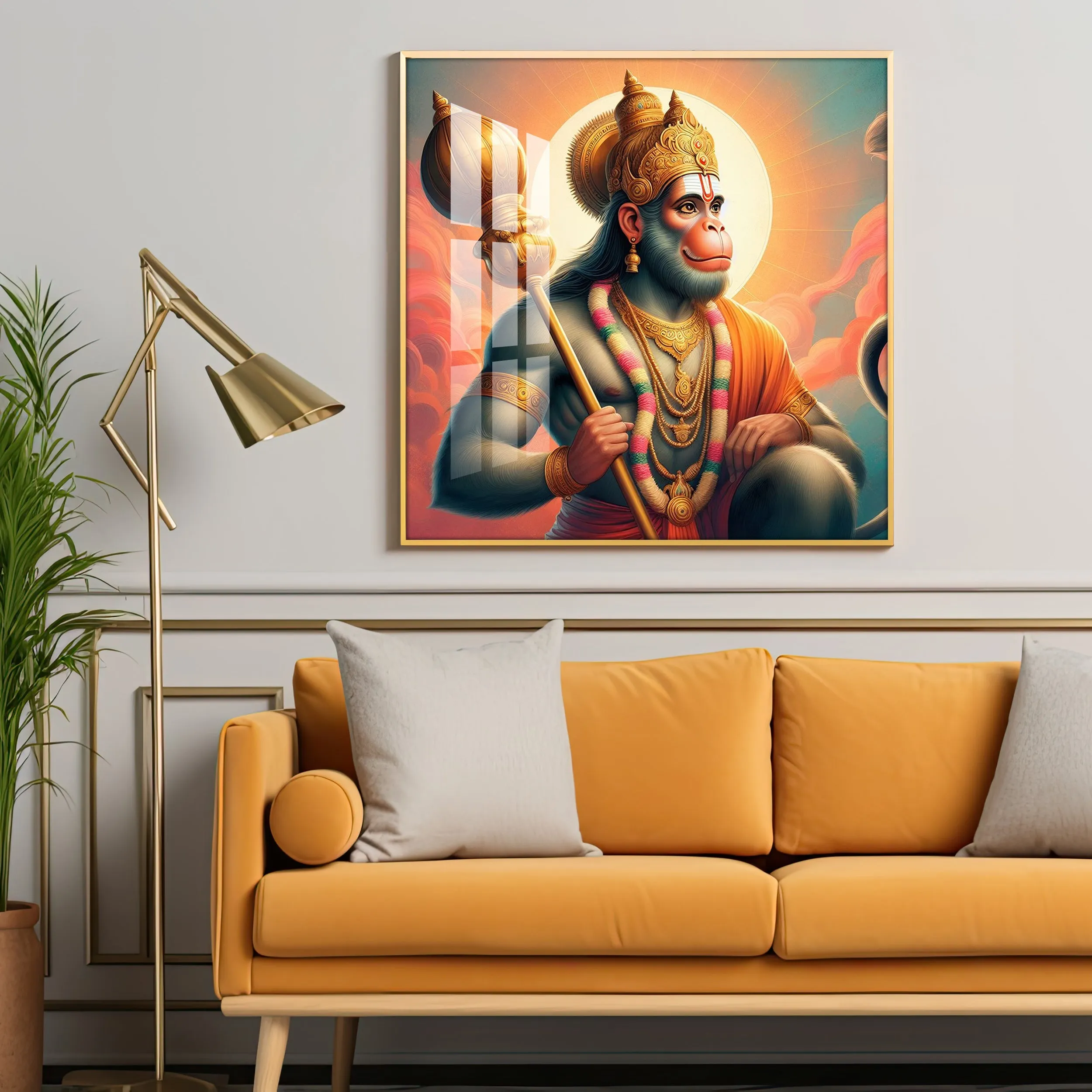 Bajrang Bali Premium Acrylic Square Wall Art