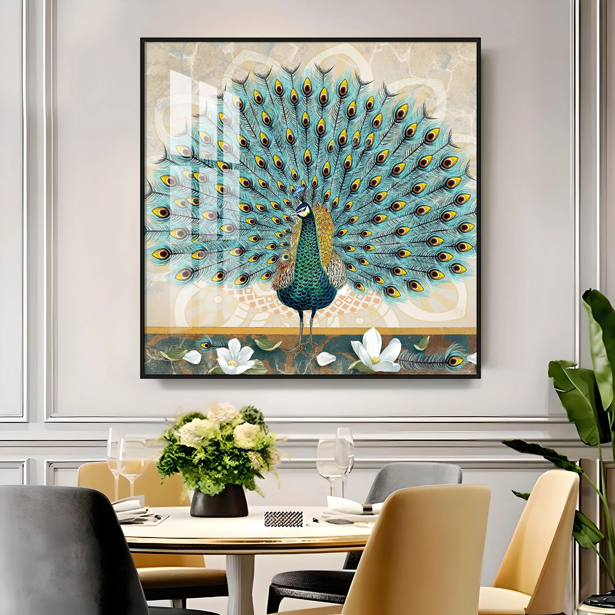 Beautiful Peacock Premium Acrylic Square Wall Art