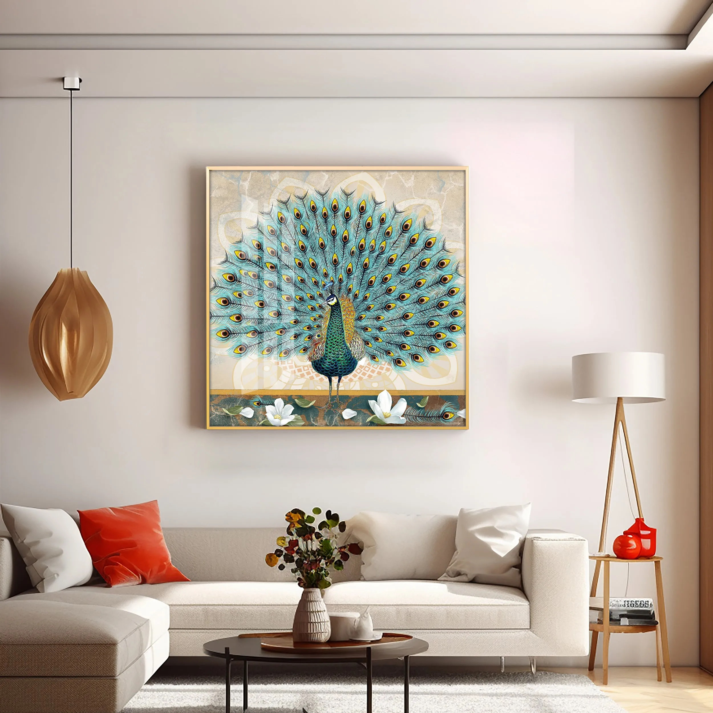 Beautiful Peacock Premium Acrylic Square Wall Art