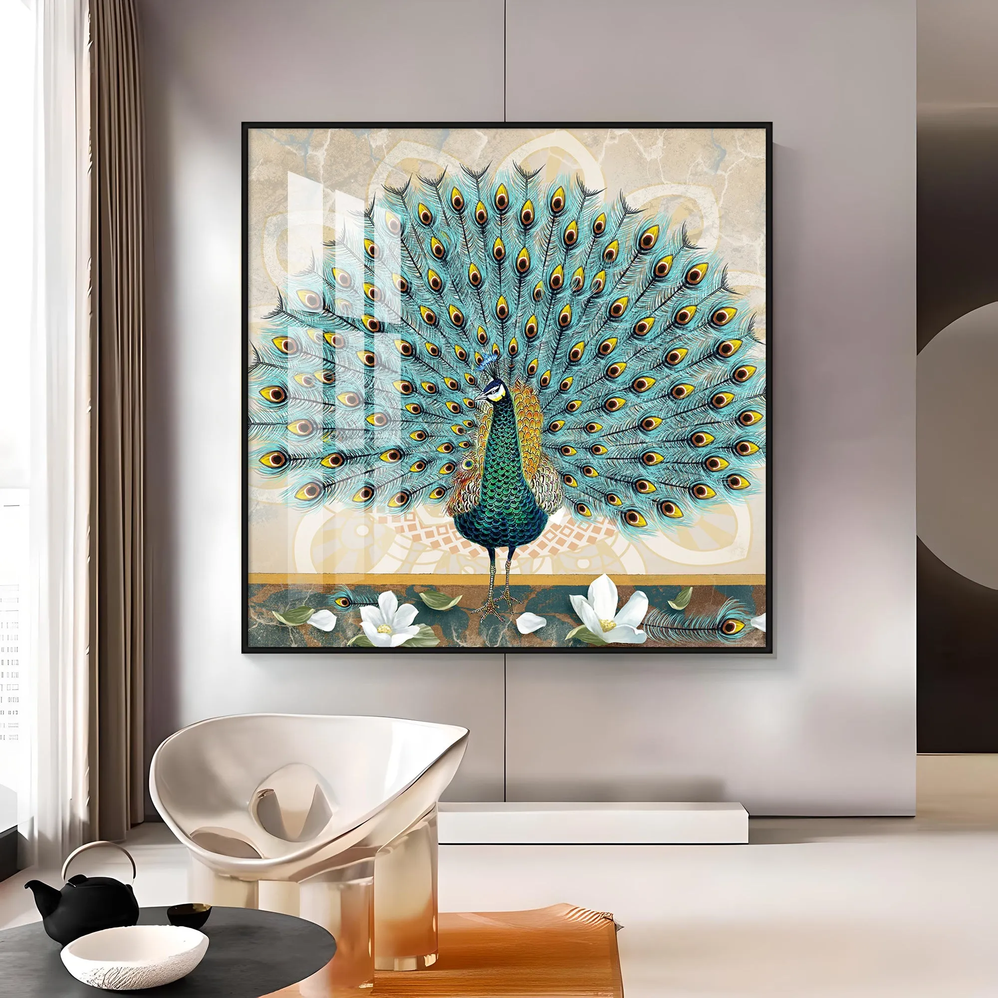 Beautiful Peacock Premium Acrylic Square Wall Art