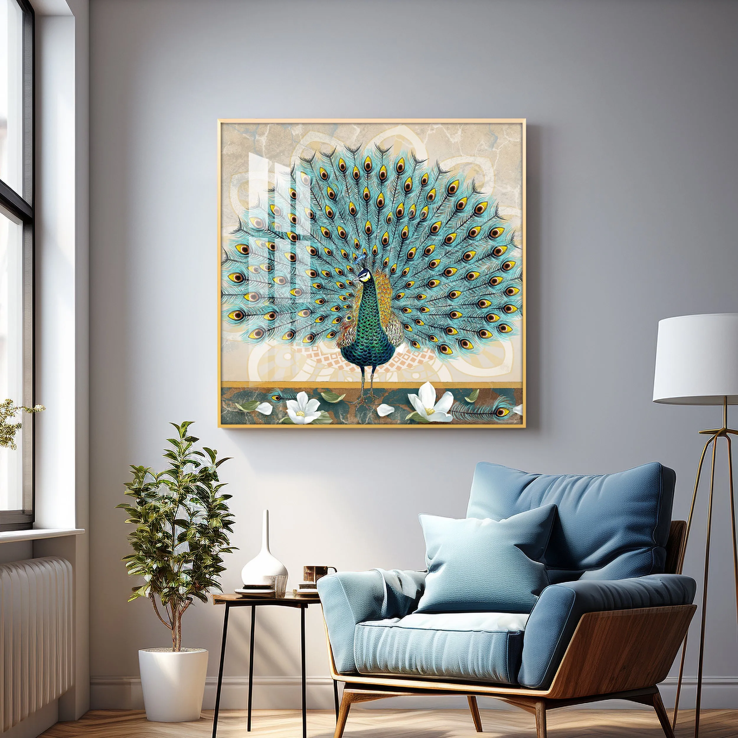 Beautiful Peacock Premium Acrylic Square Wall Art