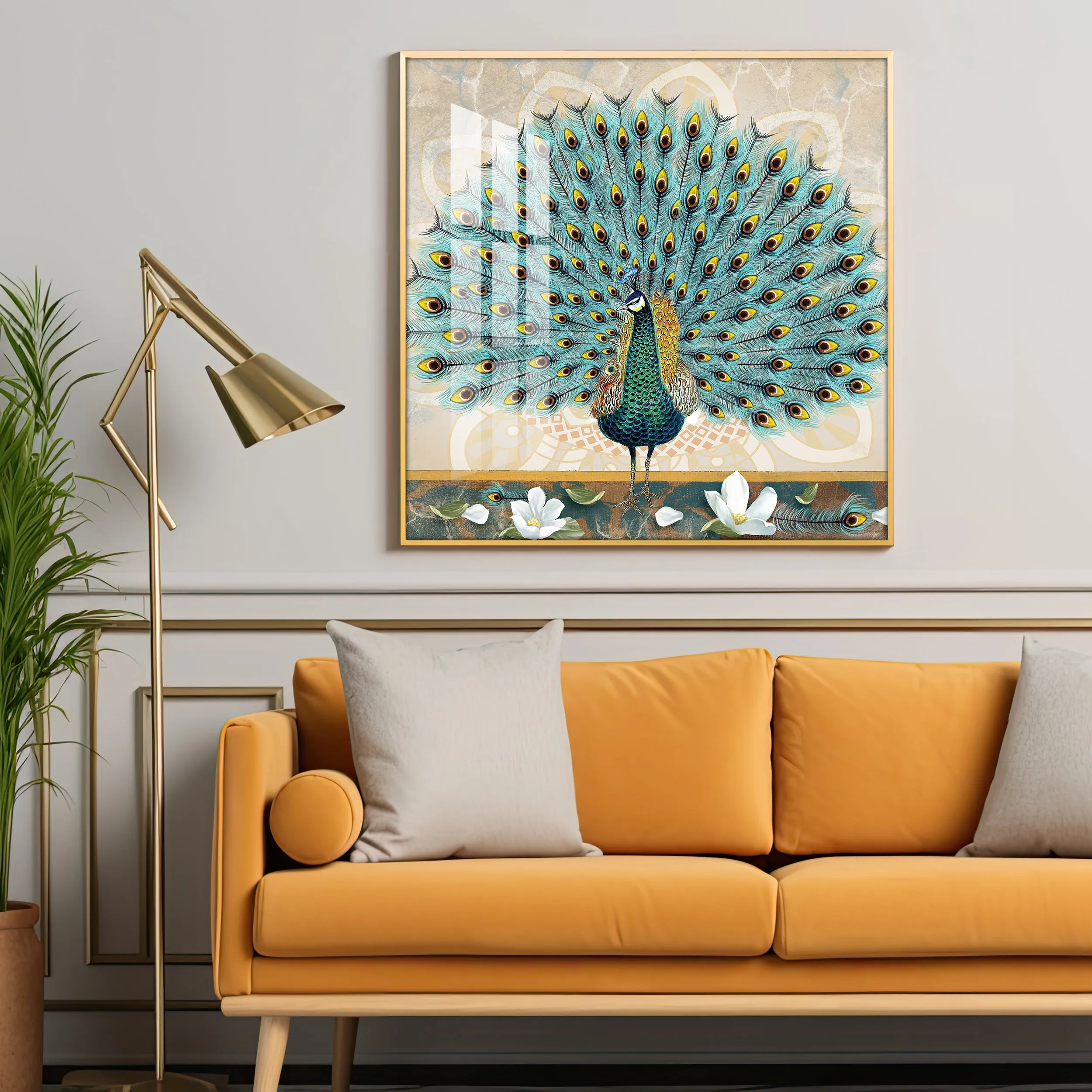 Beautiful Peacock Premium Acrylic Square Wall Art