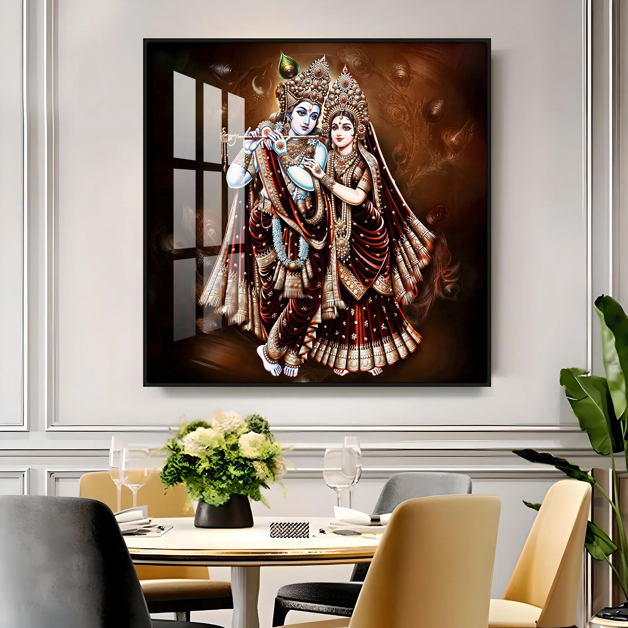 Beautiful Radha Krishna Premium Acrylic Square Wall Art