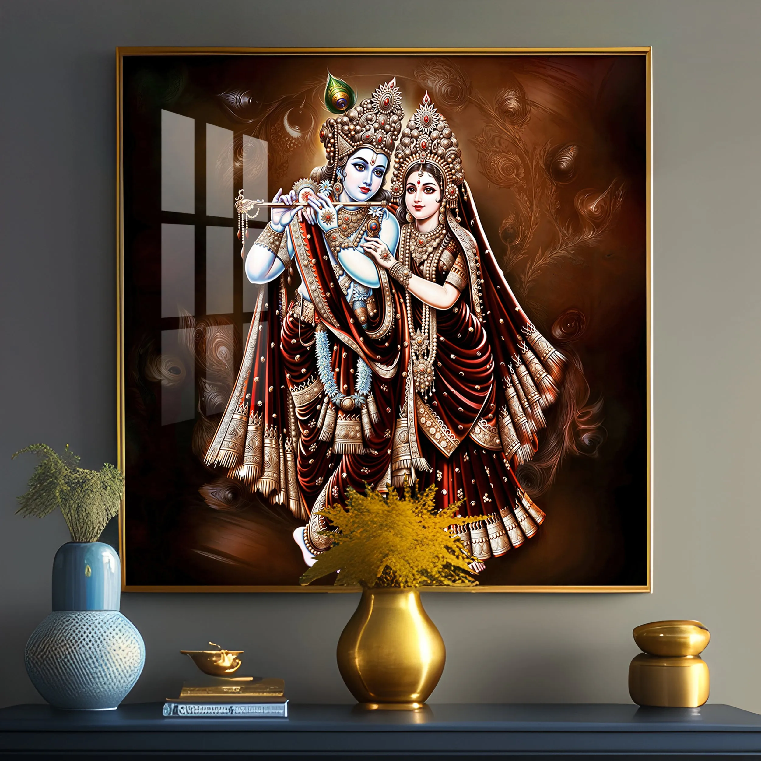 Beautiful Radha Krishna Premium Acrylic Square Wall Art