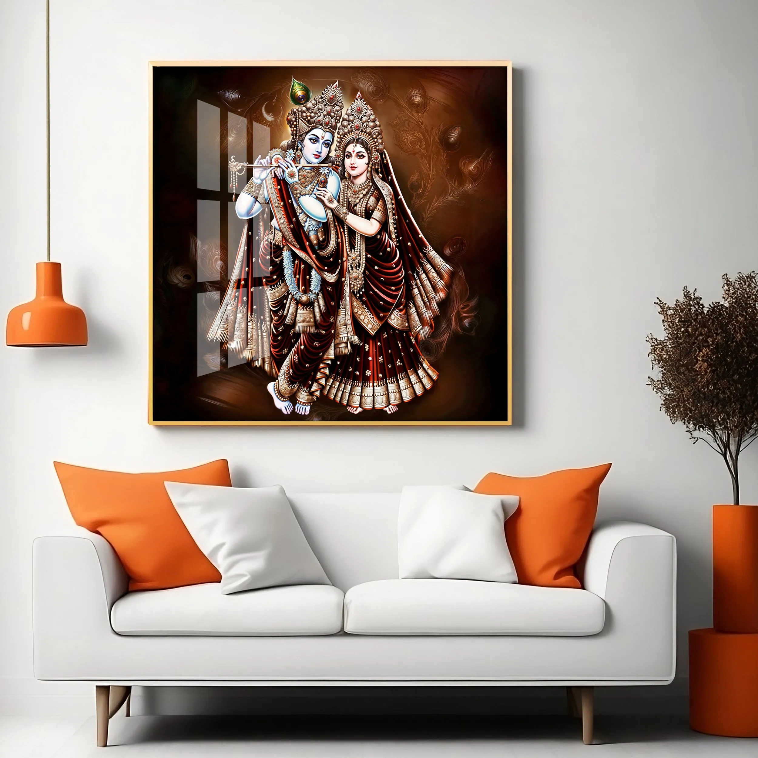 Beautiful Radha Krishna Premium Acrylic Square Wall Art