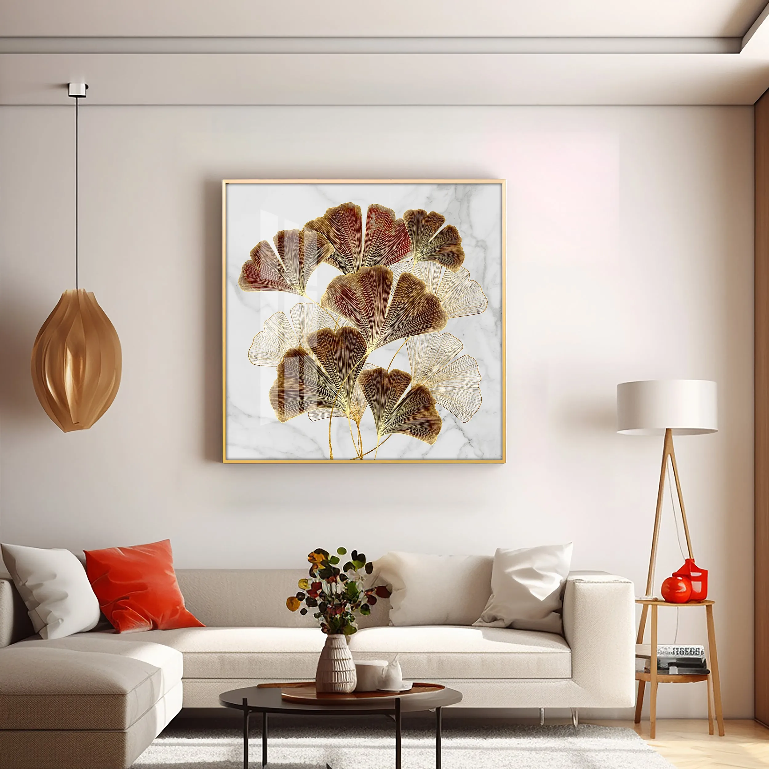 Biloba Leaf Premium Acrylic Square Wall Art