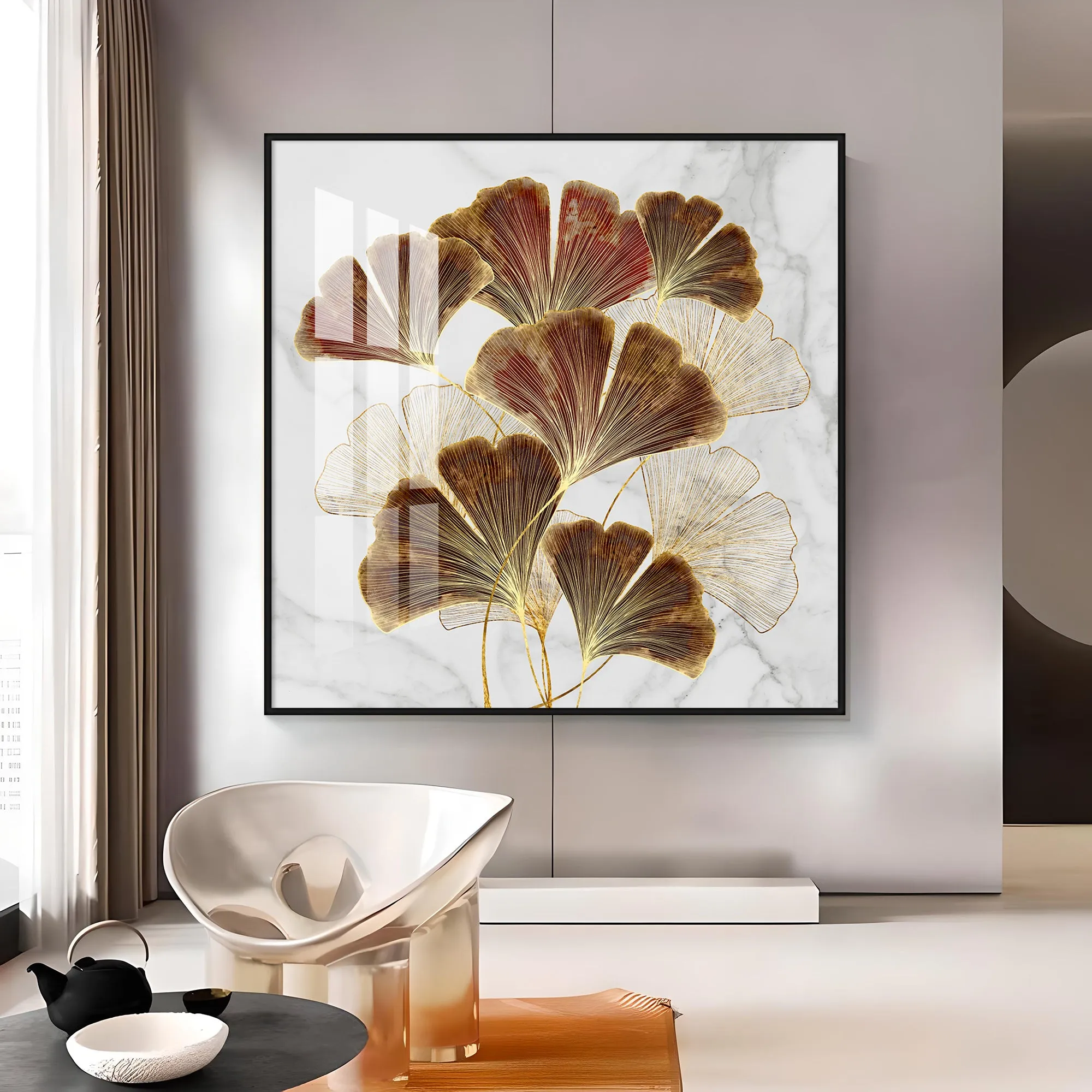 Biloba Leaf Premium Acrylic Square Wall Art