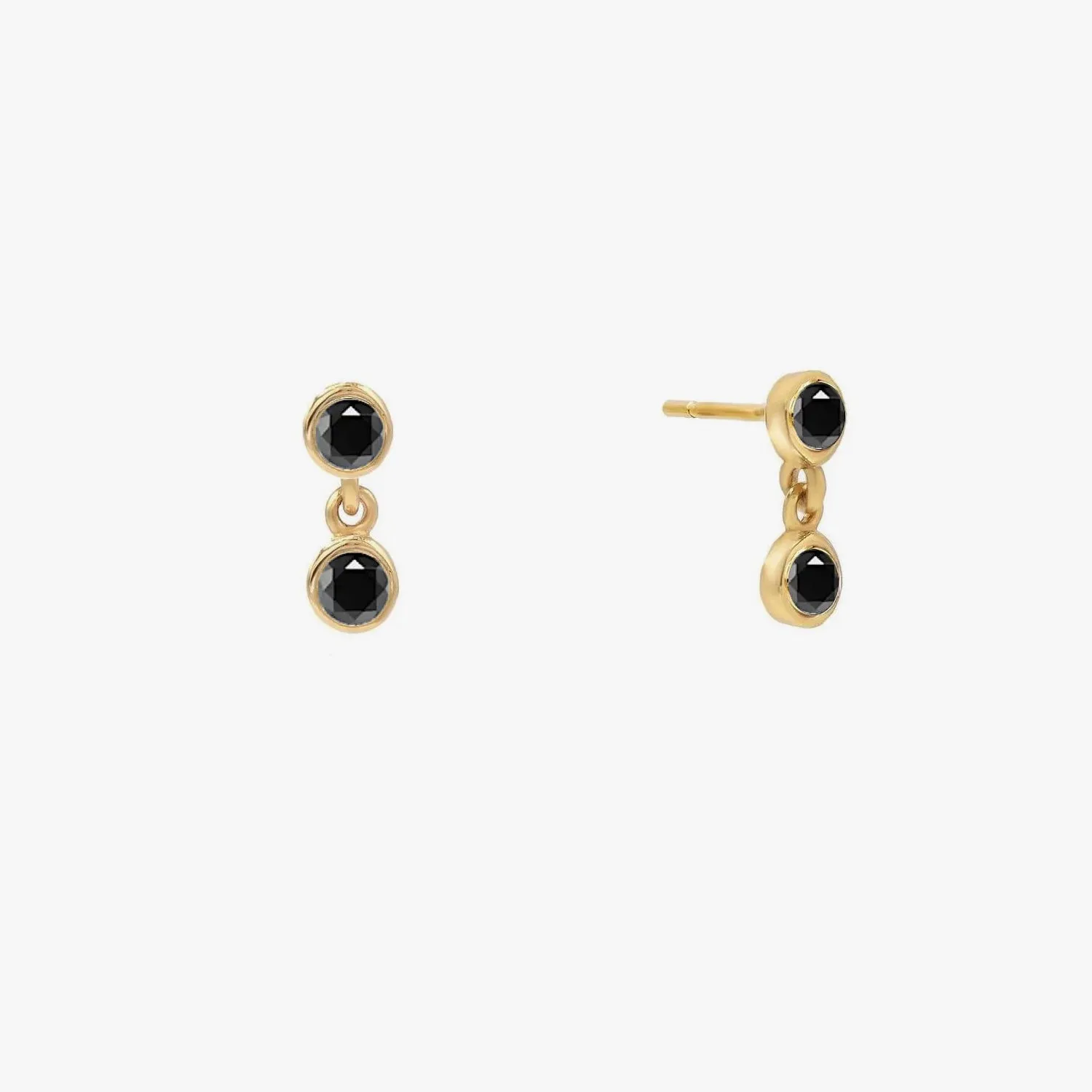 Black Double Bezel Stud Earrings