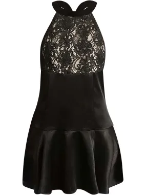 Black Satin Sleeveless Racerback Cocktail Dress Size Small