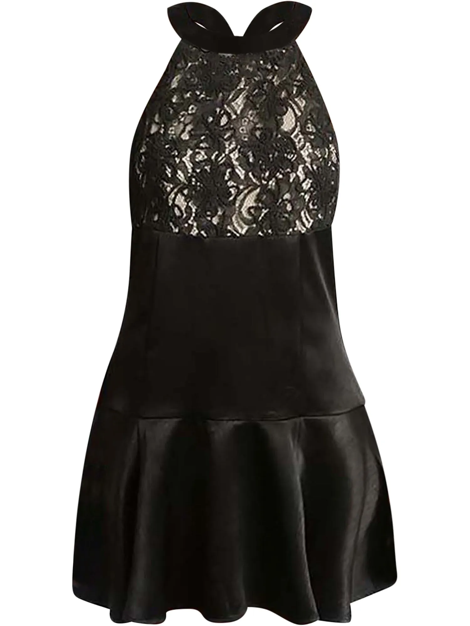 Black Satin Sleeveless Racerback Cocktail Dress Size Small