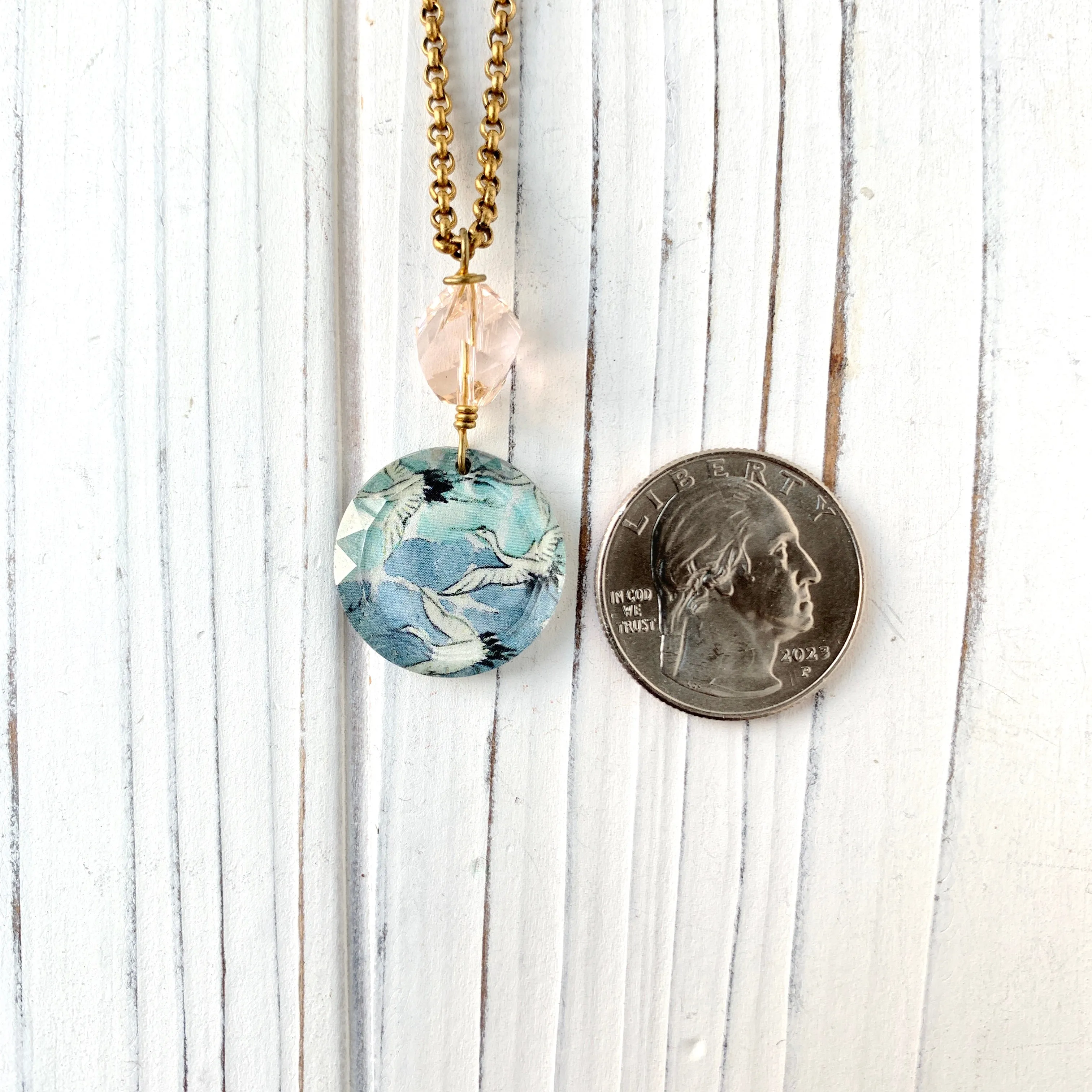 Blue Crane Pendant Necklace