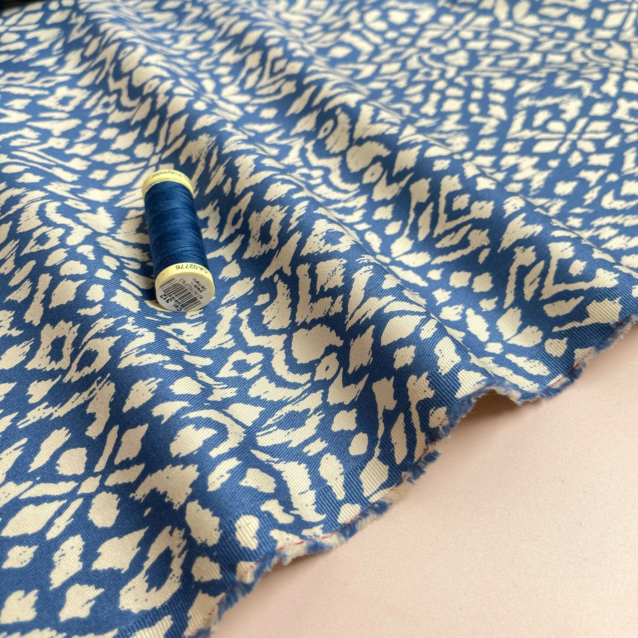 Boho Blue Stretch Cotton Twill Fabric