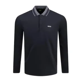 BOSS Plisy 2 Long Sleeve Navy Polo Shirt