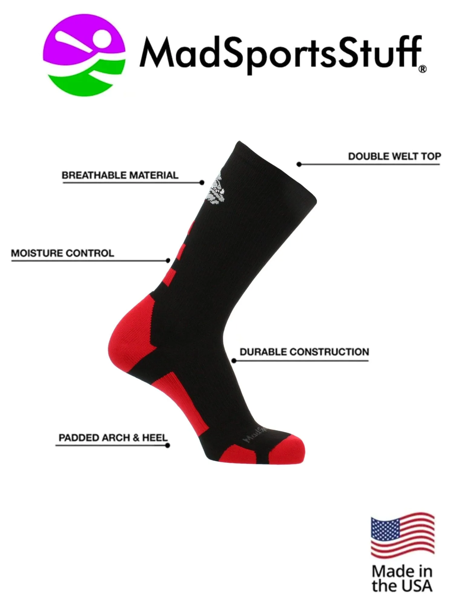 Bulldogs Logo Athletic Crew Socks (multiple colors)