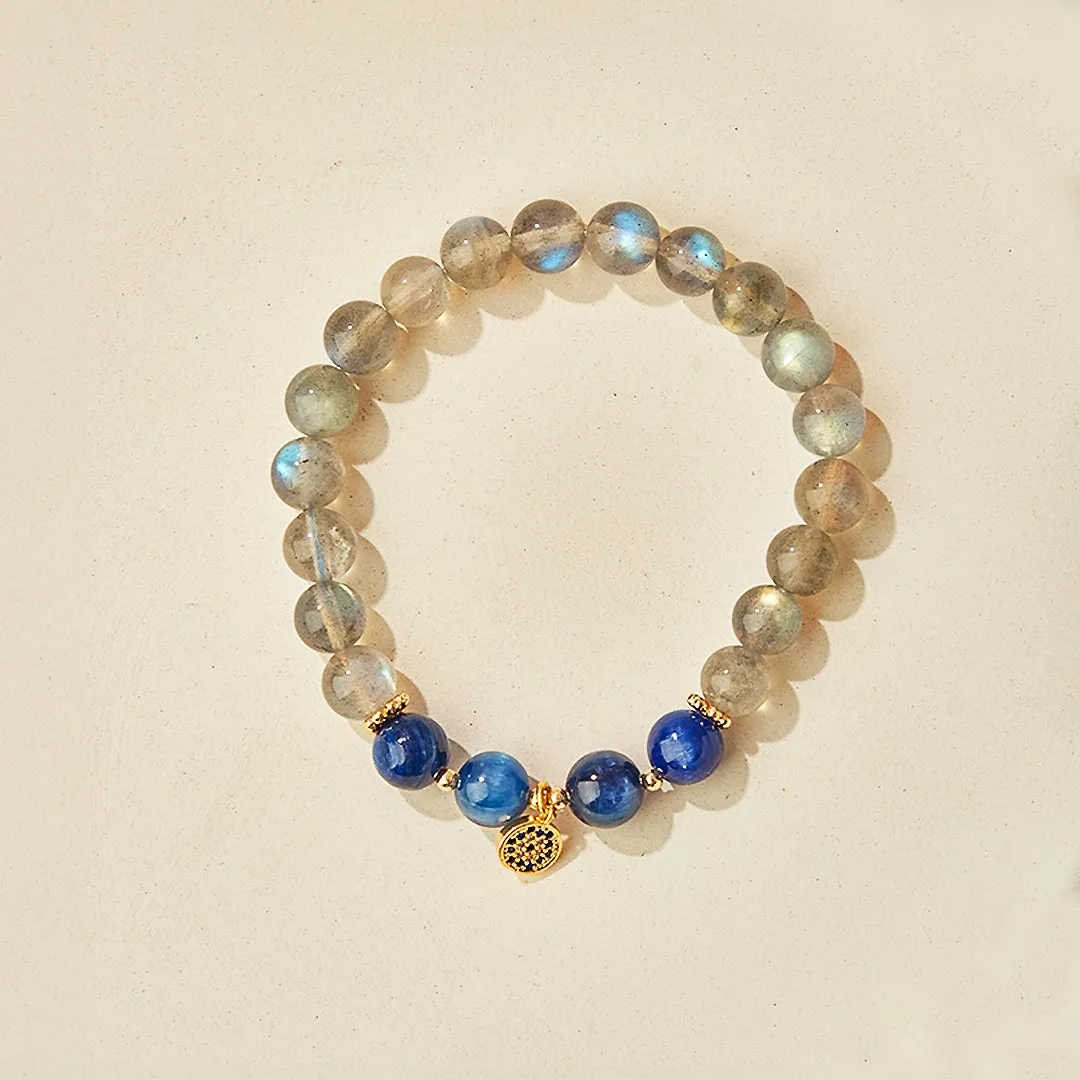 C137 - Kyanite and Gray Moonstone Crystal Bracelet