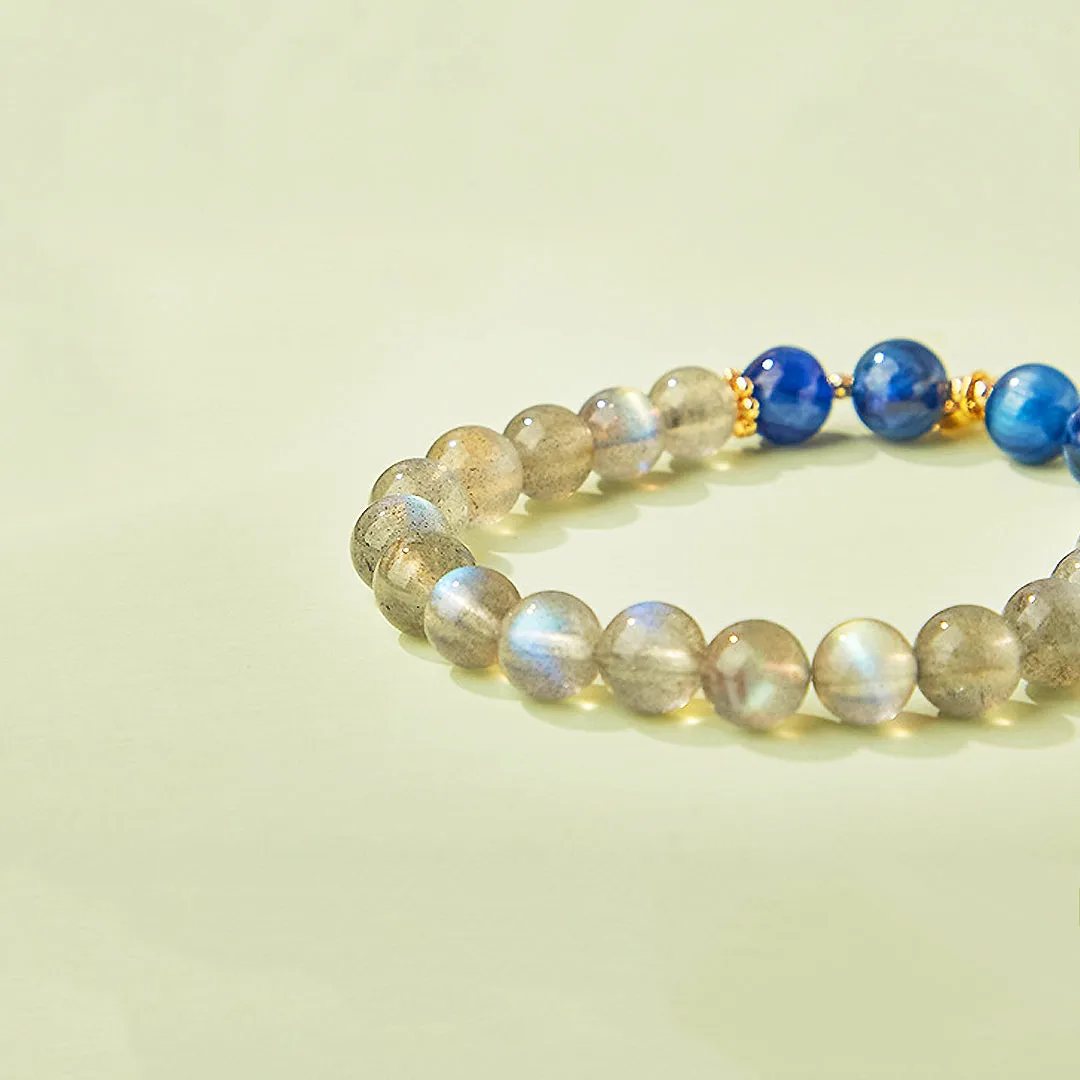 C137 - Kyanite and Gray Moonstone Crystal Bracelet