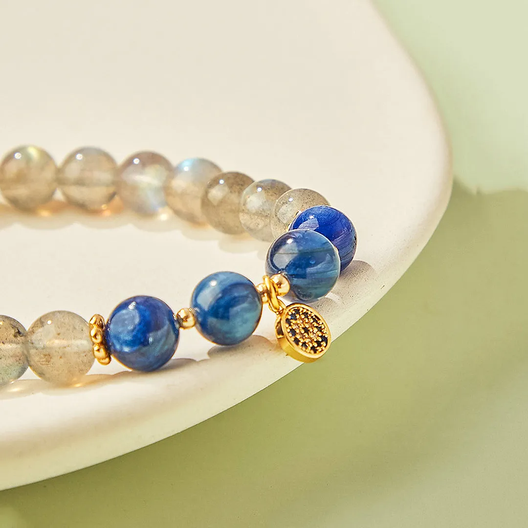 C137 - Kyanite and Gray Moonstone Crystal Bracelet