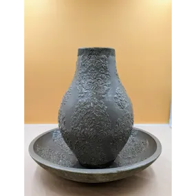 Ceramic Clay Floral Vase & Basin