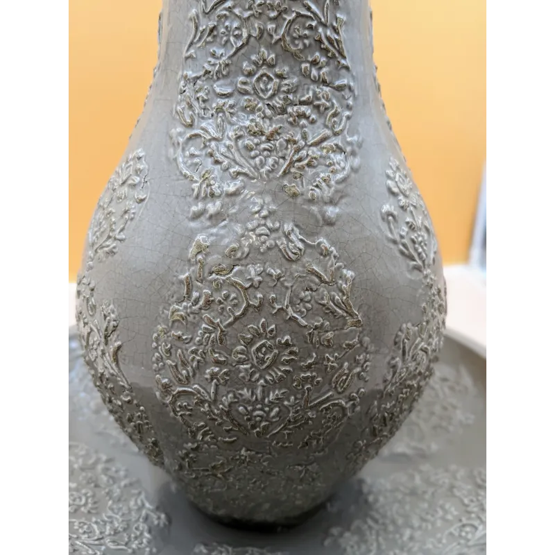 Ceramic Clay Floral Vase & Basin