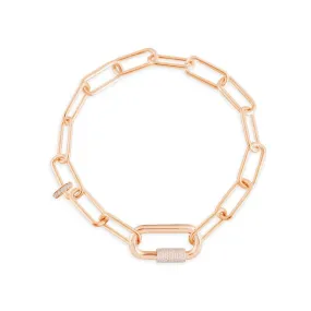 Chain Bracelet With Sliding Ring - Pink Silver