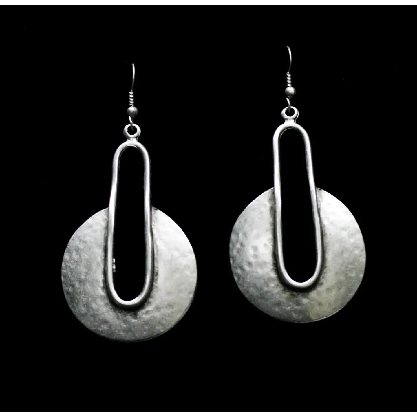 Chanour Antiqued Hammered Finish Open Disk Earrings