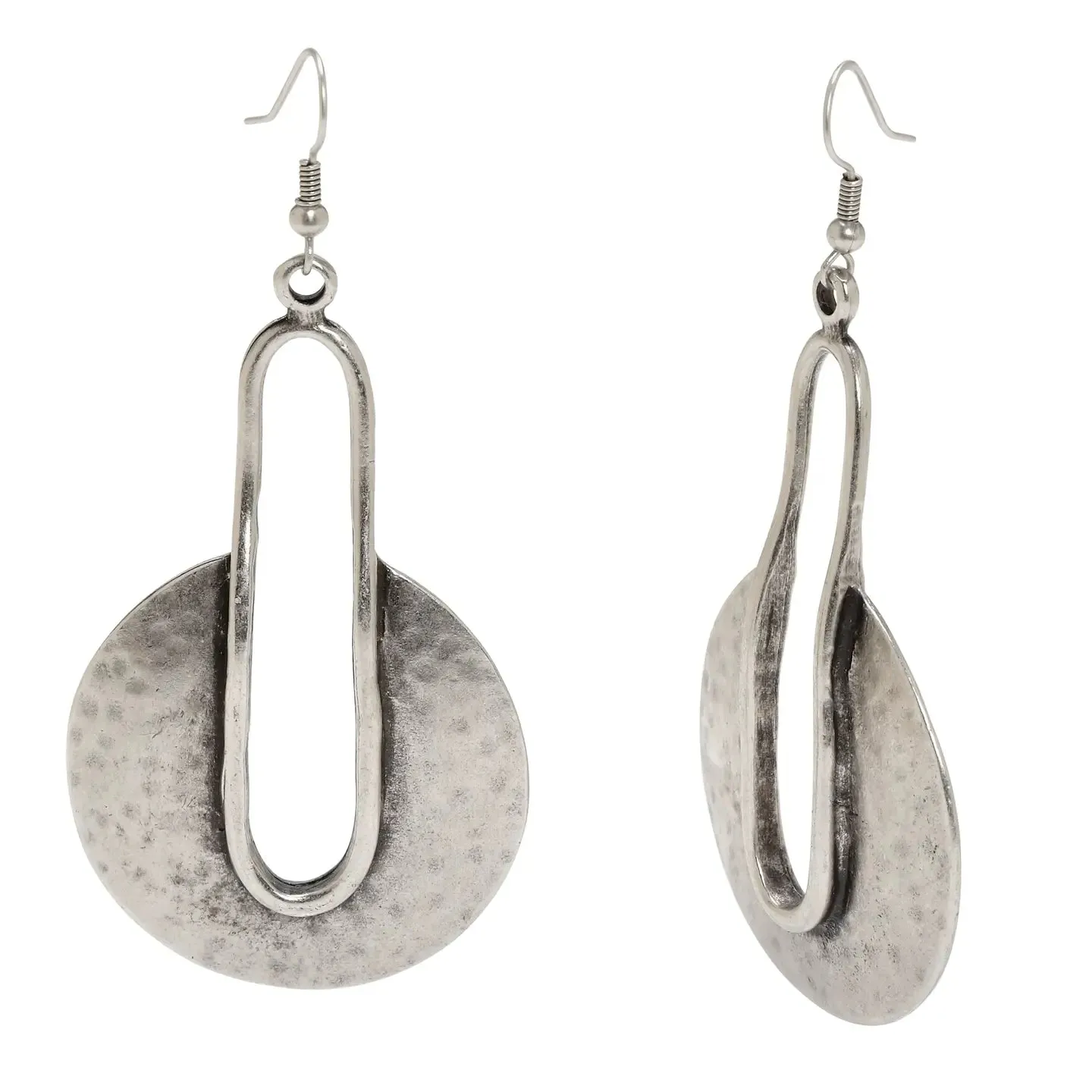 Chanour Antiqued Hammered Finish Open Disk Earrings