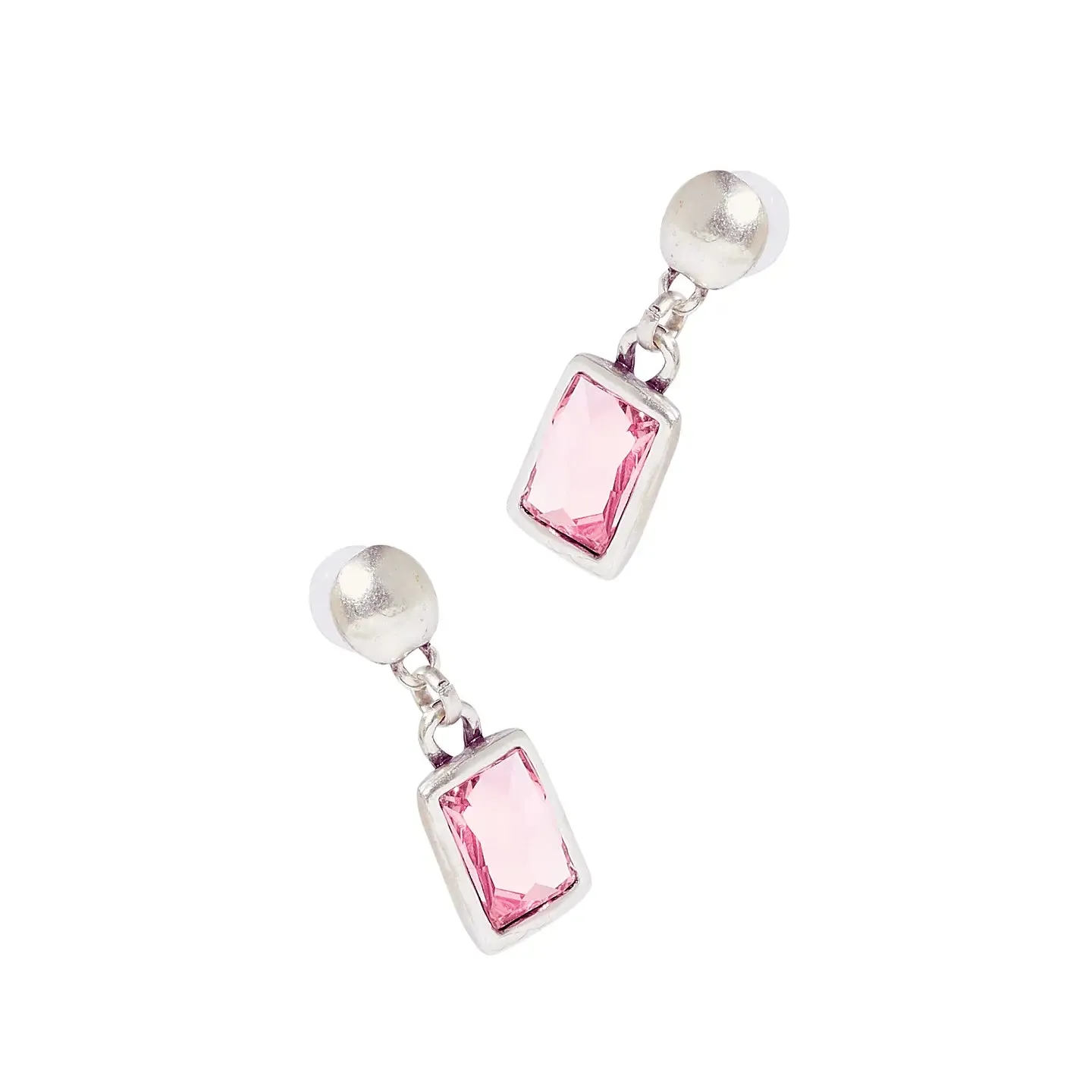 Chanour Handmade Pink Crystal Pewter Earrings